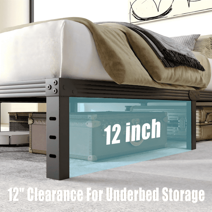 COMASACH 14 inch King Bed Frame, Easy Assembly, No Box Spring Needed, Heavy Duty Metal Platform King Size, Noise Free, Black - new