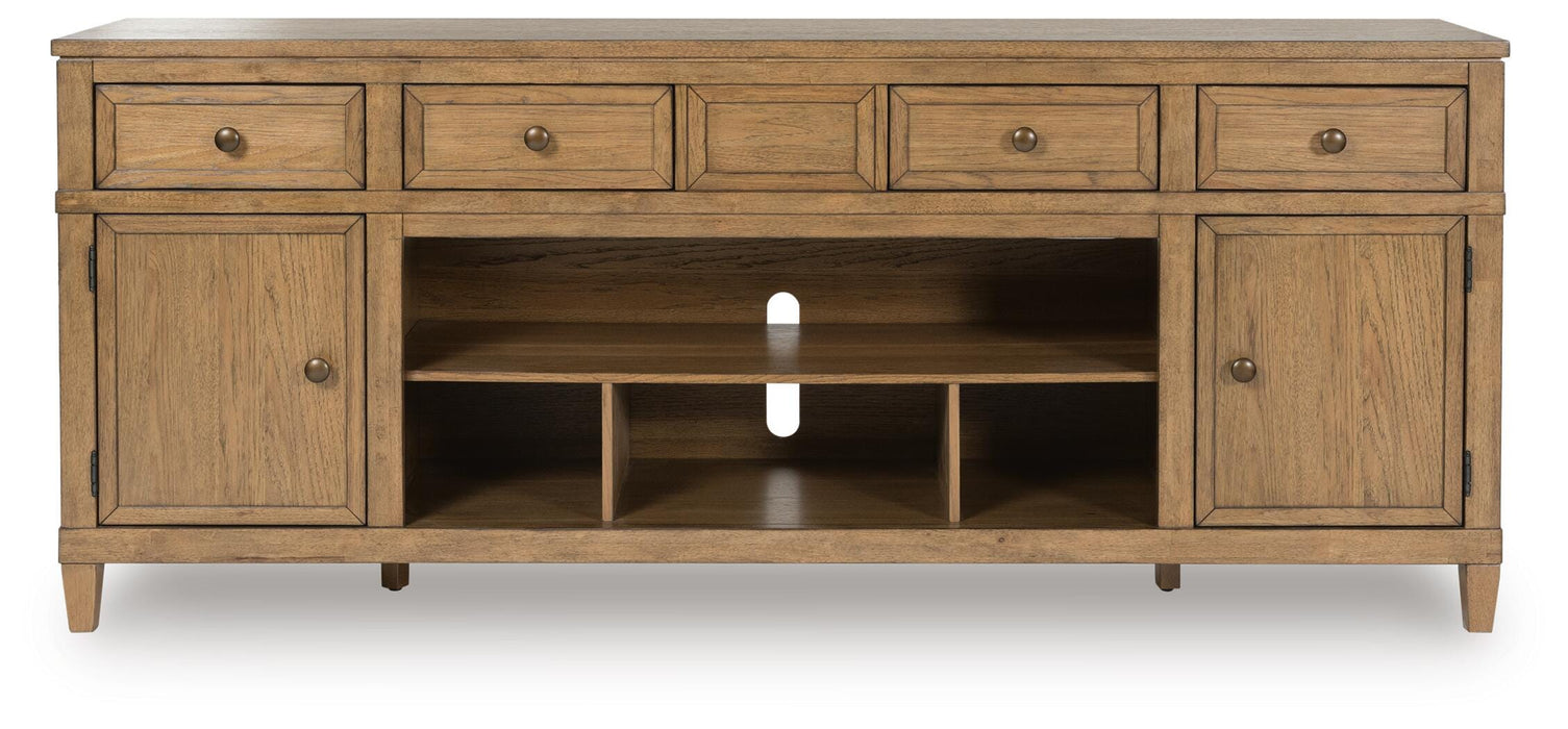 Sharlance Light Brown XL TV Stand w/Fireplace Option