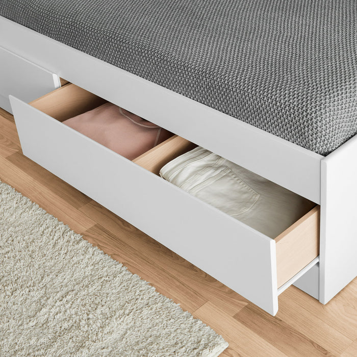 Your Zone kids Storage Bed with Bookcase Headboard, Twin, White Finish - open_box