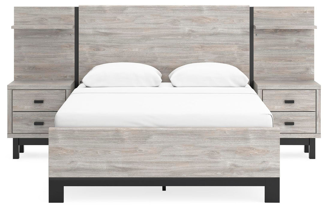 Vessalli Gray Vessalli Queen Panel Bed with Extensions