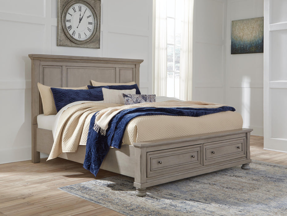 Lettner Light Gray Lettner Queen Panel Storage Bed