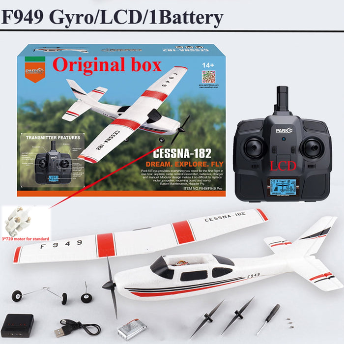WLtoys 2.4G F949 LCD Version RC Airplane Cessna 182 3D6G 3Ch Fixed Wing Plane Outdoor Drone RTF With Gyroscope And Night - new