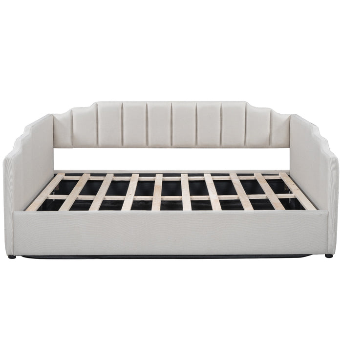 Euroco Modern Upholstered Full Size Daybed, Lift up Storage Bed for Kids Teens, White - open_box