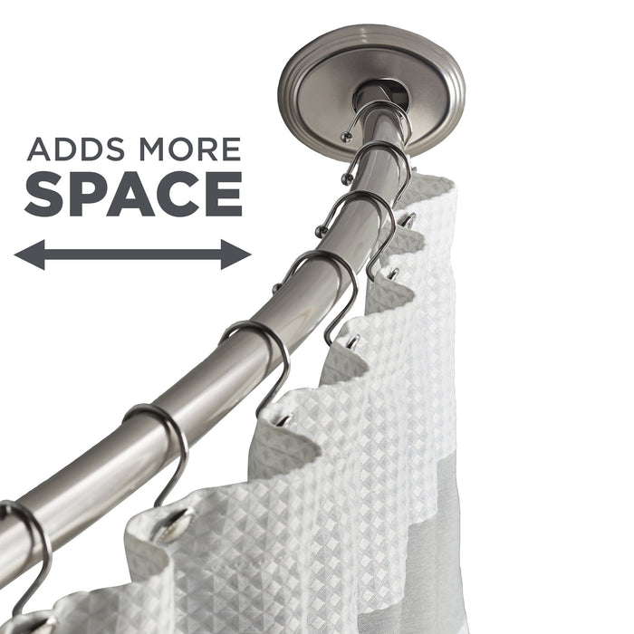 Better Homes & Gardens Dual Mount No Rust 50” to 72” Adjustable Curved Shower Curtain Rod, Nickel - open_box