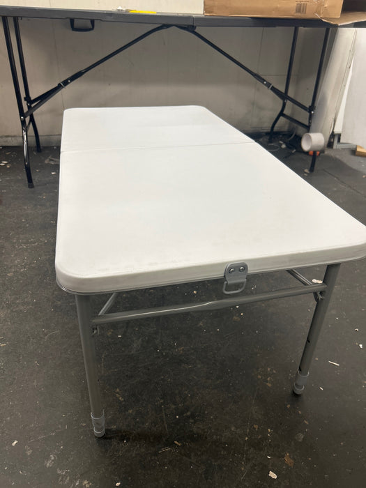 Mainstays 4 Foot Fold-in-Half Adjustable Folding Table, White - new