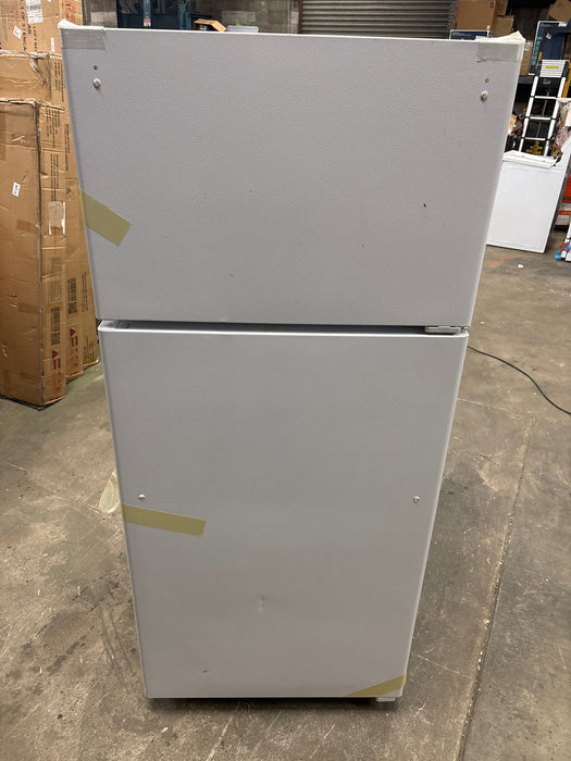GE - 16.6 Cu. Ft. Top-Freezer Refrigerator with Edge-to-Edge Glass Shelves - White - open_box