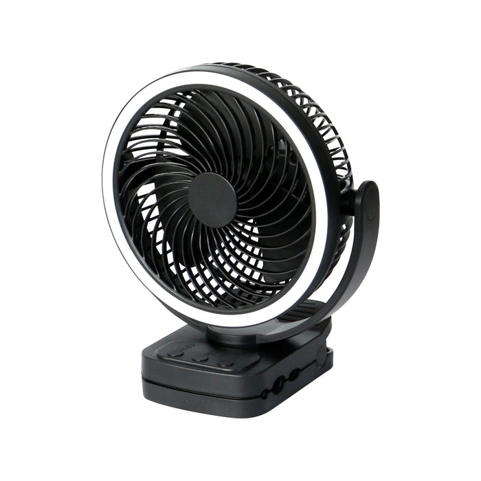 Mainstay 7 "Rechargeable USB Clip and Table Fan with LED Black - new