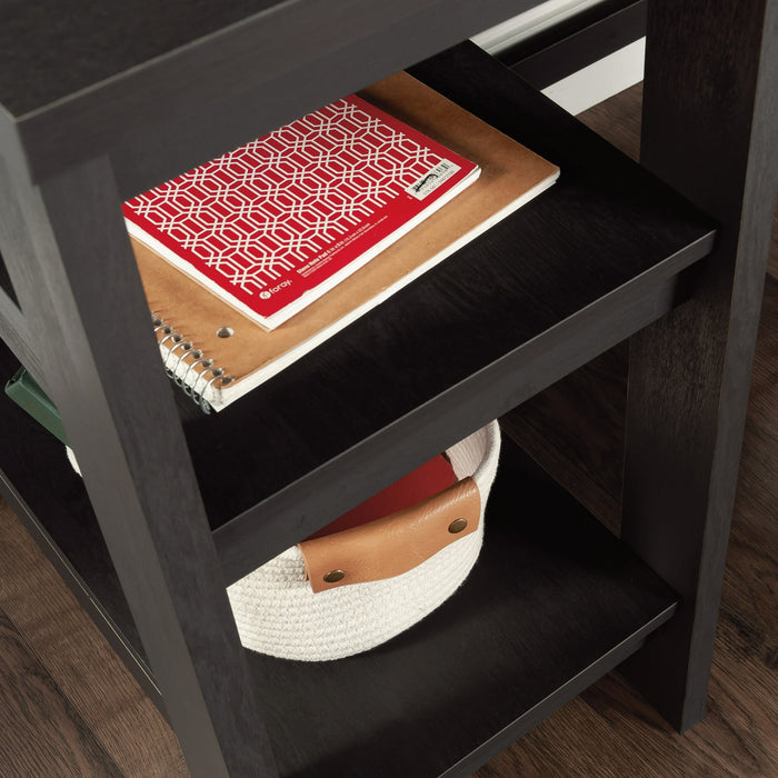 Sauder Trestle Transitional L-Shaped Writing Desk, Raven Oak Finish - new