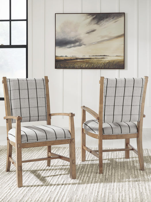 Ridgester Light Brown Dining UPH Arm Chair (Priced Per Item, Must Order 2, 4, 6, or 8)