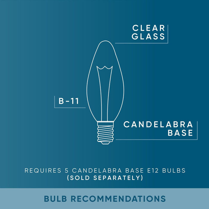 Avec Payton Collection 5-Light Contemporary Champagne Bronze Chandelier with White Fabric Shades - new