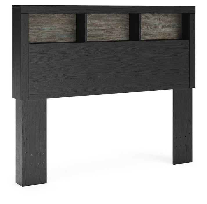 Jonnifer Black/Gray Full Bookcase Headboard