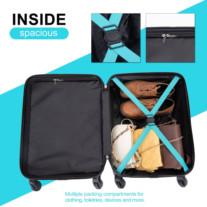 Hardshell Carry on Luggage 20" Lightweight Hardside Suitcase with Spinner Wheels.(Light Blue) - new