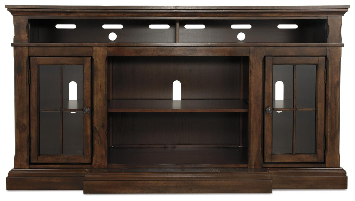 Roddinton Dark Brown XL TV Stand w/Fireplace Option