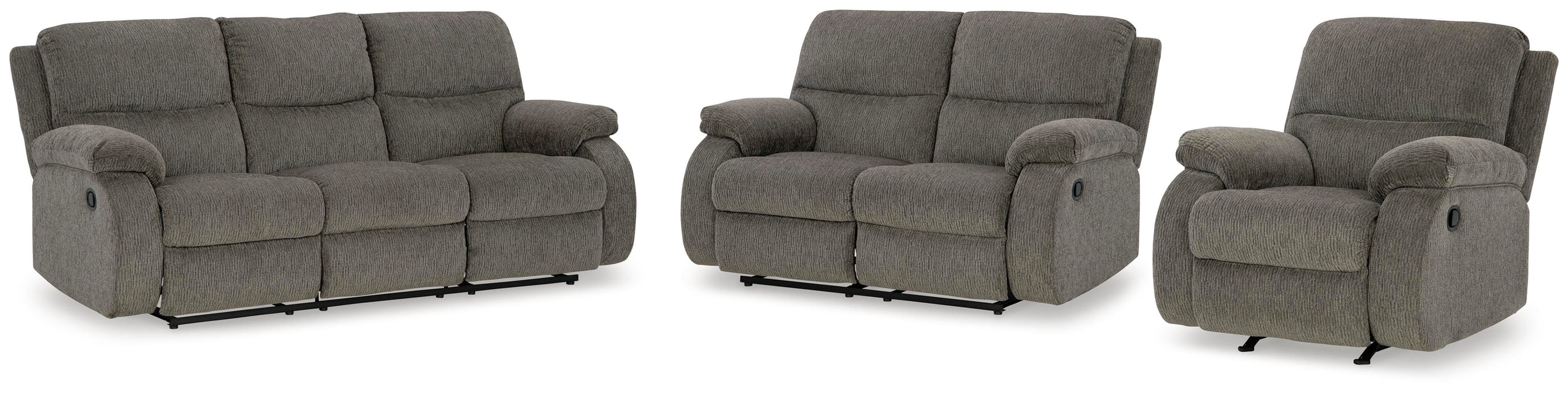 Scranto Brindle Scranto Sofa, Loveseat and Recliner