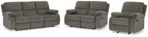 Scranto Brindle Scranto Sofa, Loveseat and Recliner
