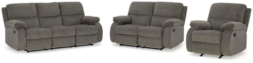 Scranto Brindle Scranto Sofa, Loveseat and Recliner