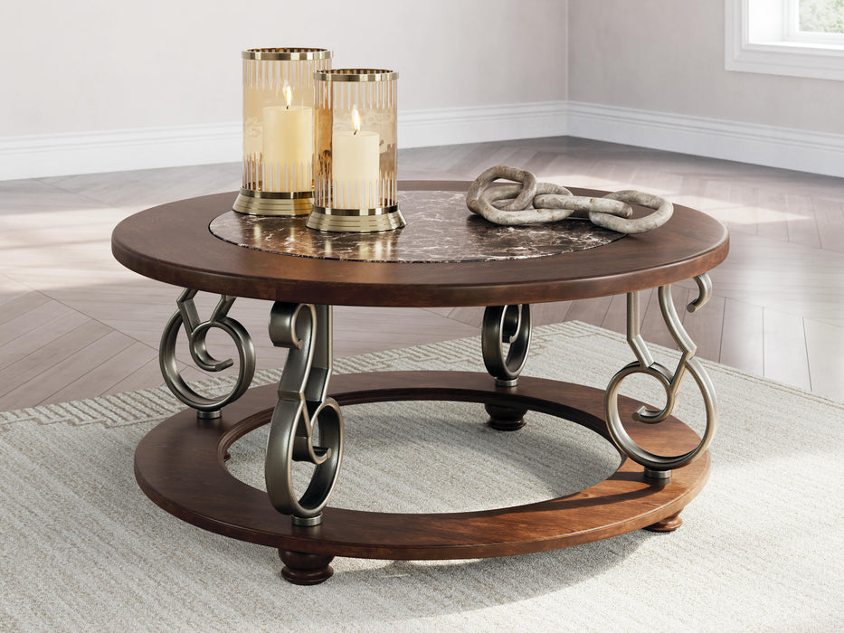 Frallyn Dark Brown Round Cocktail Table