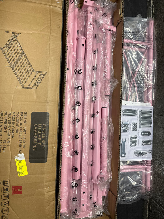 VECELO Twin Size Metal Platform Bed Frame with Headboard and Footboard, Heavy Duty Slat Support/No Box Spring Needed Mattress Foundation/Underbed Storage Space, Victorian Style - new