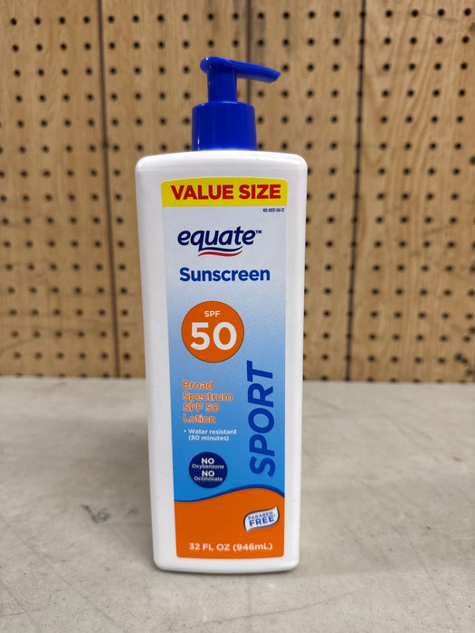 Equate Sport Broad Spectrum SPF-50 Sunscreen Lotion, 32 fl oz (Value Size) - new