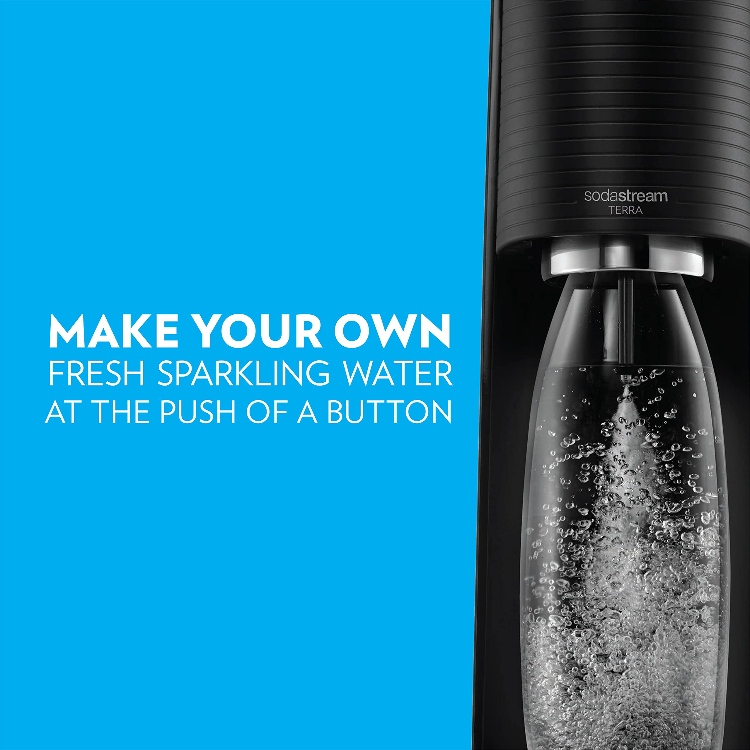 SodaStream Terra Sparkling Water Maker (Black) with CO2 and DWS Bottle - open_box