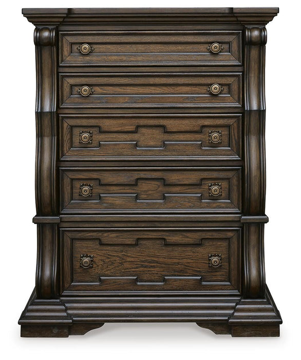 Maylee Dark Brown Five Drawer Chest