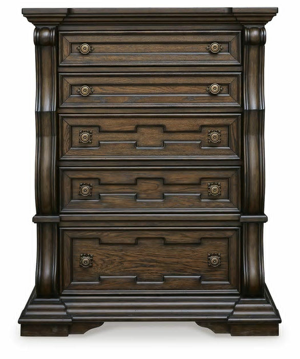Maylee Dark Brown Five Drawer Chest