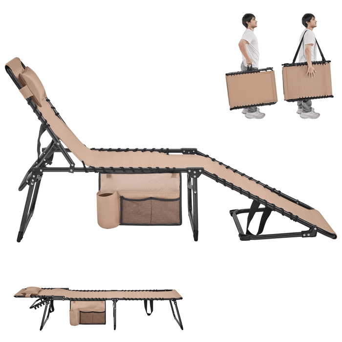 Renwick Outdoor Folding Tanning Chair with 5 Back Position, Beige - open_box