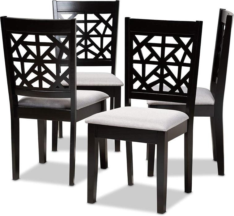 Set of 4 Baxton Studio Lenoir Modern and Contemporary Sand Fabric Upholstered Espresso Brown Finished Wood Co - open_box