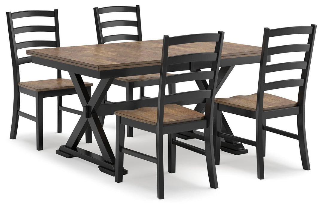 Wildenauer Brown/Black Wildenauer Dining Table and 4 Chairs