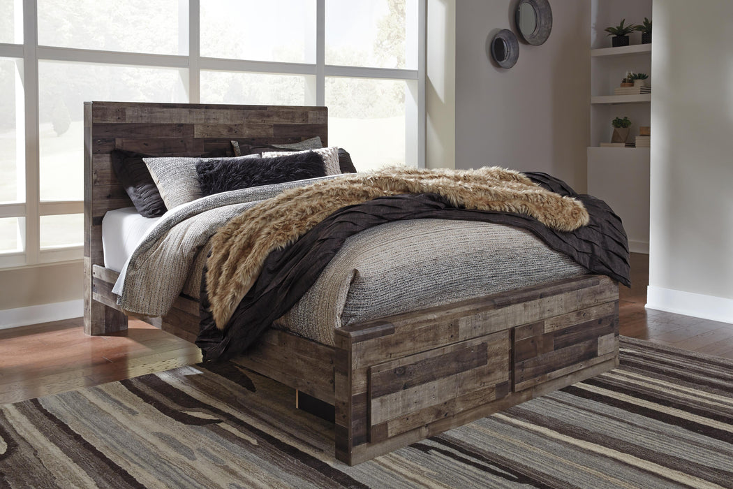 Derekson Multi Gray Derekson Queen Panel Bed with 2 Storage Drawers