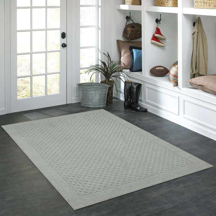 Mainstays Dylan Solid Diamond Olefin Pewter Gray Indoor Area Rug - open_box