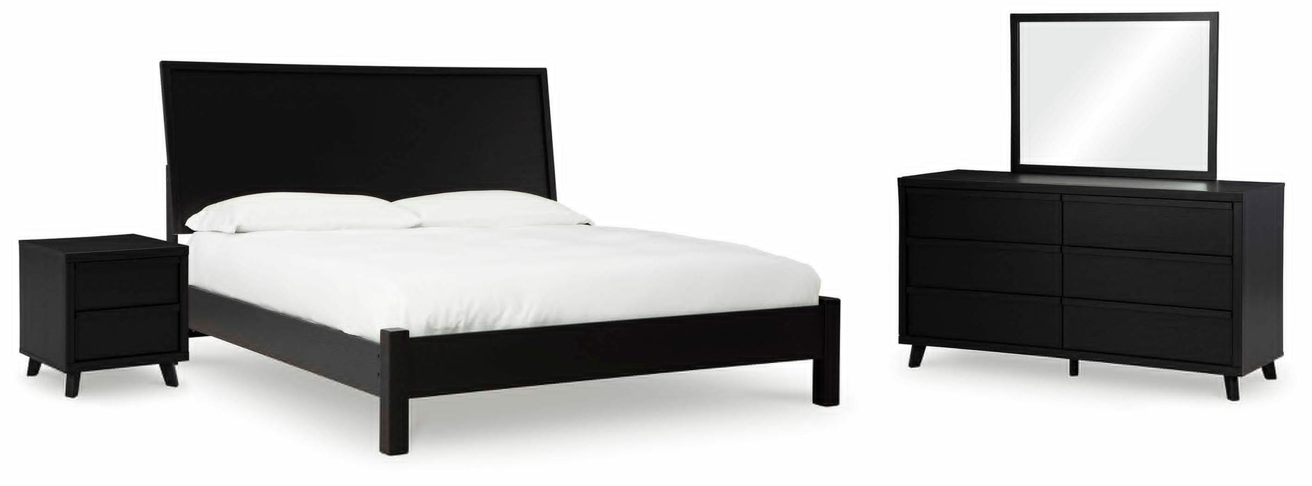 Danziar Black Danziar Queen Panel Bed, Dresser, Mirror and Nightstand