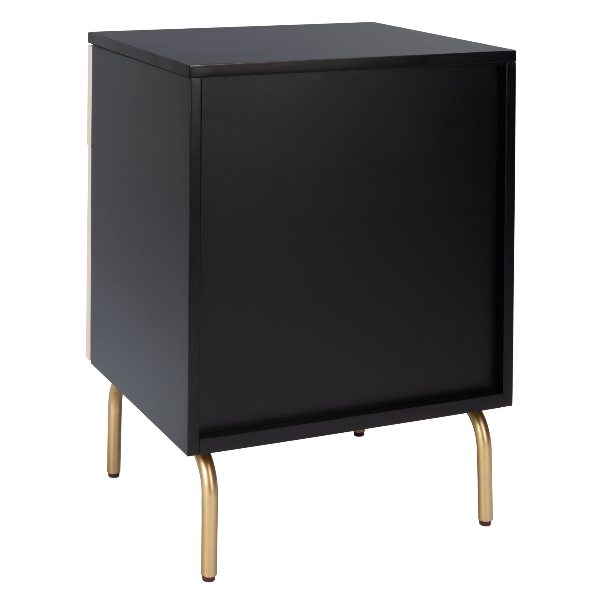 SAFAVIEH Genevieve Mid-Century 2 Drawer Nightstand, Black/White Washed - new