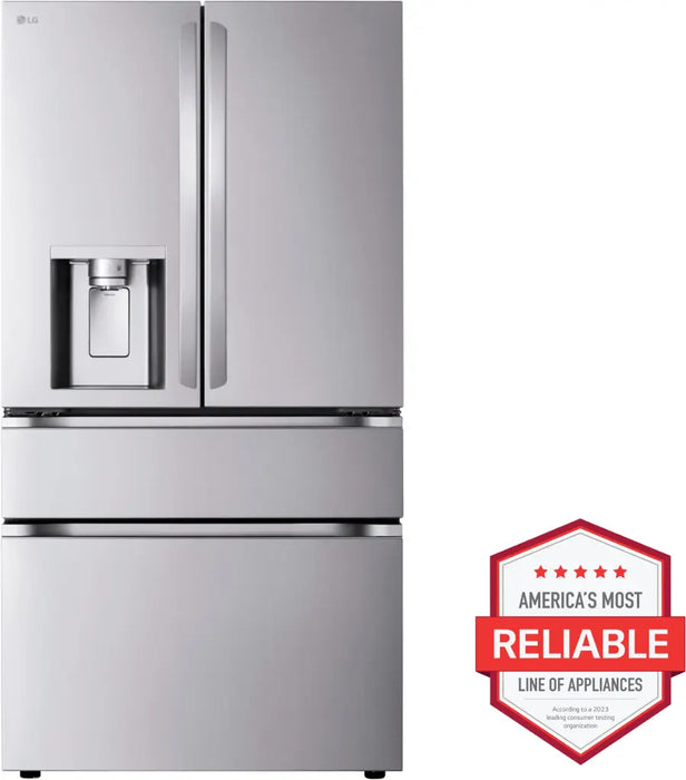 LG - Standard-Depth MAX 28.6 Cu. Ft. 4-Door French Door Smart Refrigerator with Full-Convert Drawer - PrintProof Stainless Steel - open_box