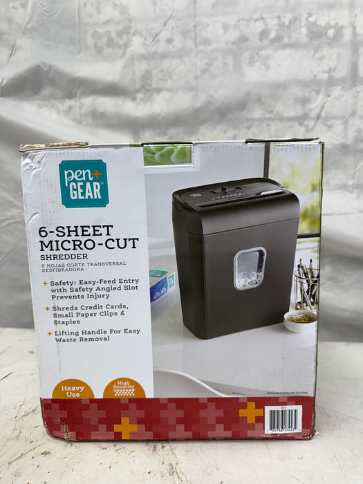 Pen+Gear 6-Sheet Cross-Cut Paper/Credit Card Shredder with 3.7 Gallon Bin, Black, Home & Office Use - new