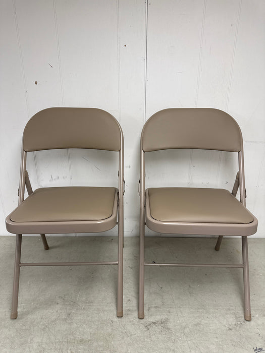 Set of 2 MyDepot Folding Chair with Leather Cushions and Sturdy Metal, for Indoor and Outdoor - new
