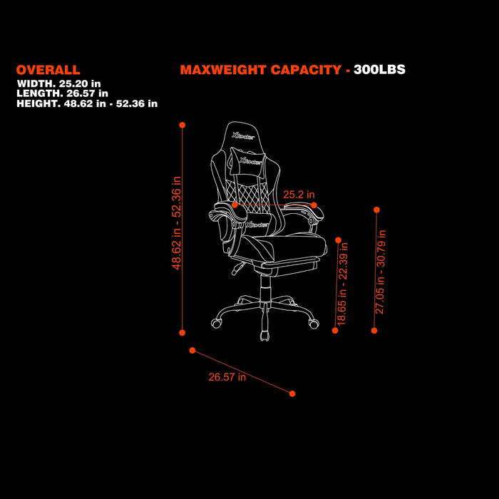 X Rocker Apex PC Gaming Chair with Massage Function and Footrest, Black - new