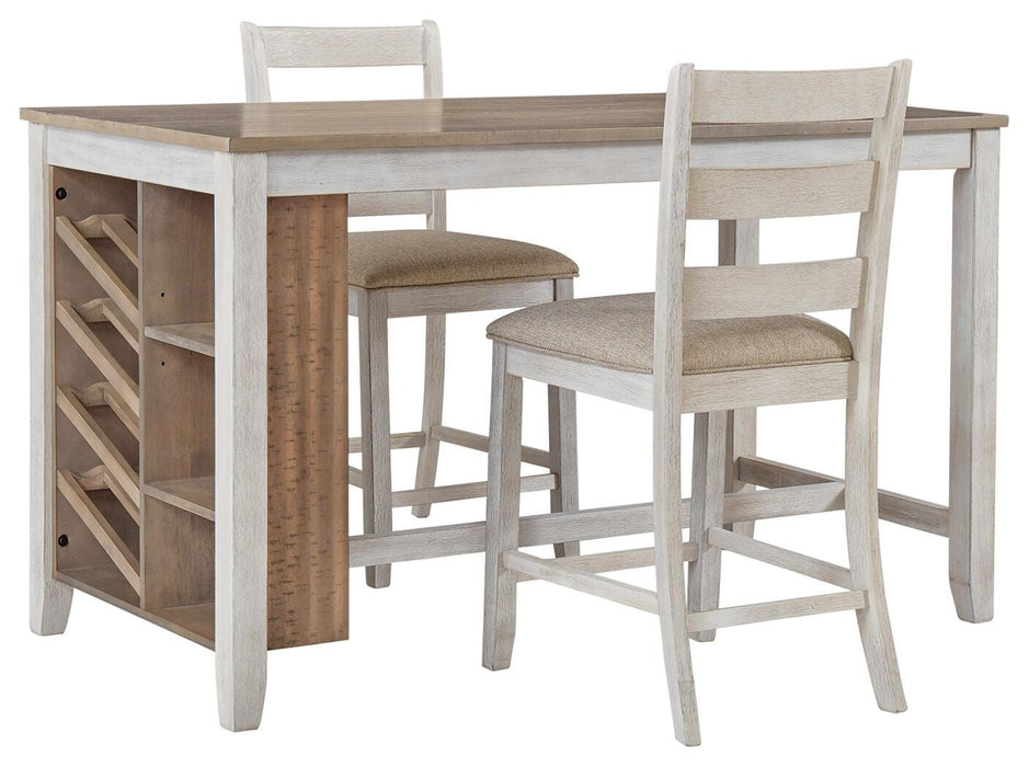 Skempton White/Light Brown Skempton Counter Height Dining Table and 2 Barstools