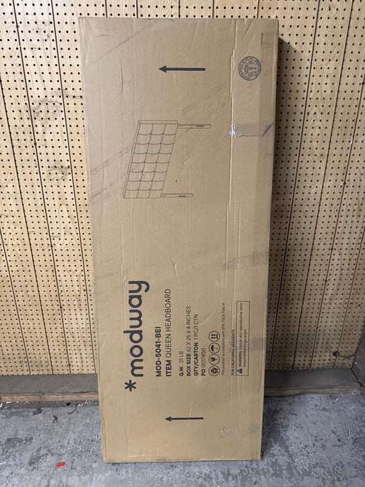 Modway Lily Queen Upholstered Polyester Fabric Headboard in Beige - new