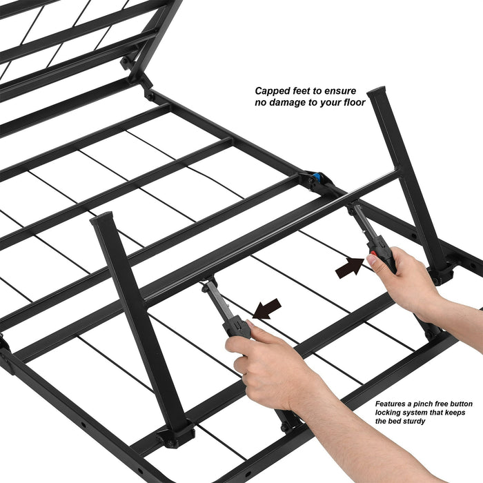 Mainstays 14" High Quad Fold Steel Platform Bed Frame, Twin XL - new
