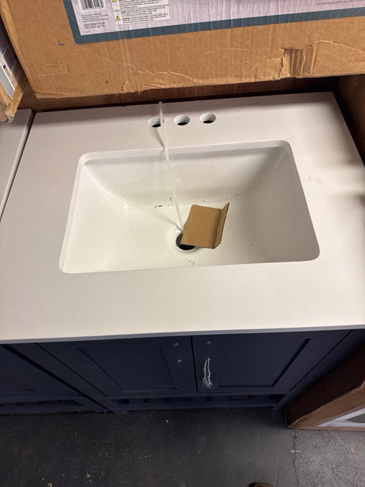 Tupelo 24 in. Single Sink Midnight Blue Bath Vanity with White Engineered Stone Top (Assembled) - open_box