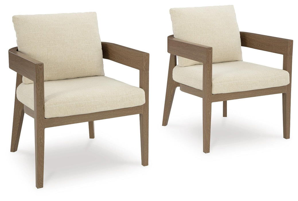 Serene Bay Dark Brown/White Arm Chair With Cushion (Priced Per Item, Must Order 2, 4, 6, or 8)