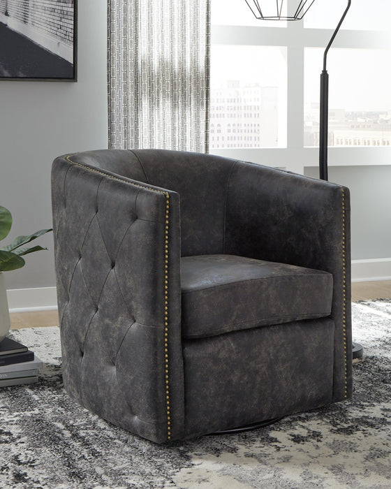 Brentlow Distressed Black Swivel Accent Chair