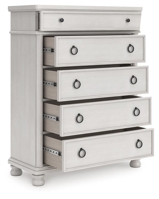 Chadworth Antique White Five Drawer Chest