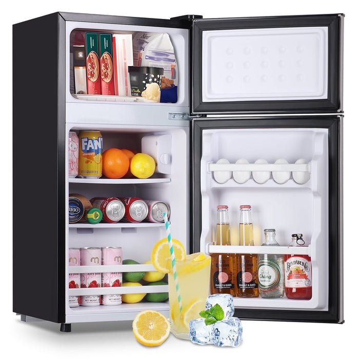 Tacool 2.4 Cu.ft Mini Fridge with Freezer, Apartment Size Refrigerator, Silver, New - open_box