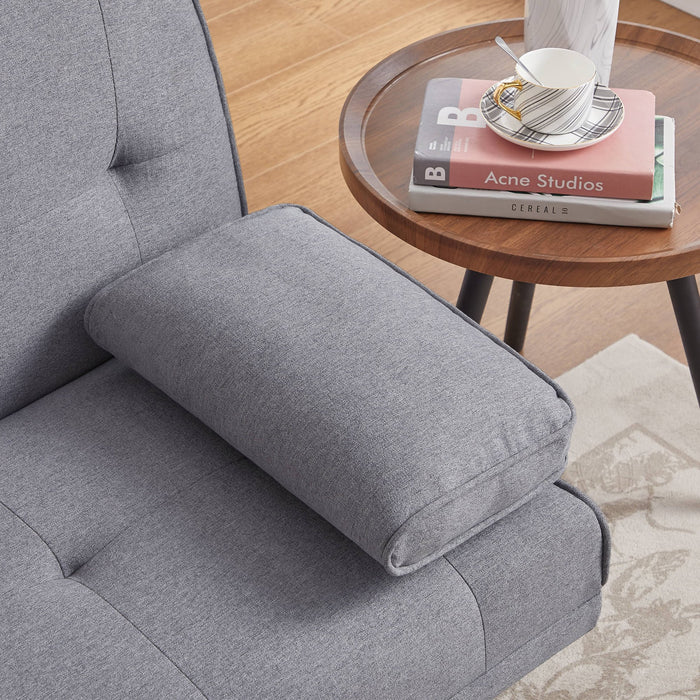 GJQ Convertible Futon Sofa Bed, Modern Folding Sofa Couch for Living Room Adult(Linen,Light Grey) - new