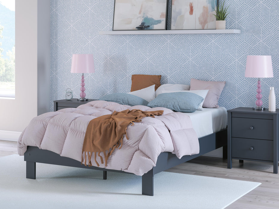 Simmenfort Navy Blue Full Platform Bed