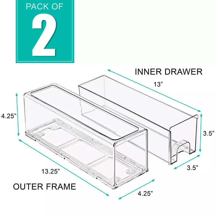 Sorbus 2 Pack Small Clear Stackable Storage Drawers with Handles for LaundryOffice, Closet, Home, Bathroom, Organization and Storage - new