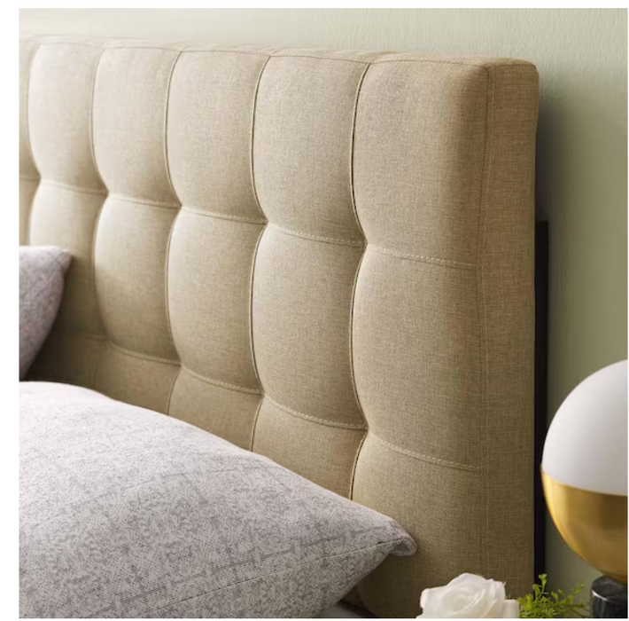 MODWAY Lily Beige Queen Upholstered Fabric Headboard - new
