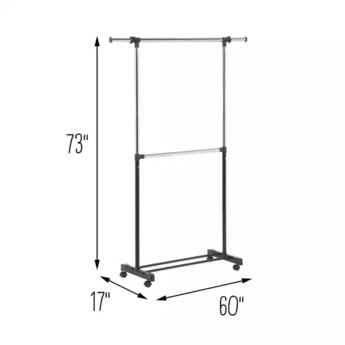 Adjustable Double Rod Garment Rack Black - Room Essentials - open_box